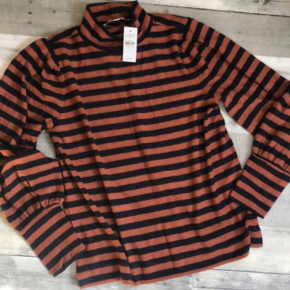 Loft striped mock neck top - Picture 3 of 7